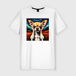 Мужская slim-футболка Крик Чихуахуа в шоке