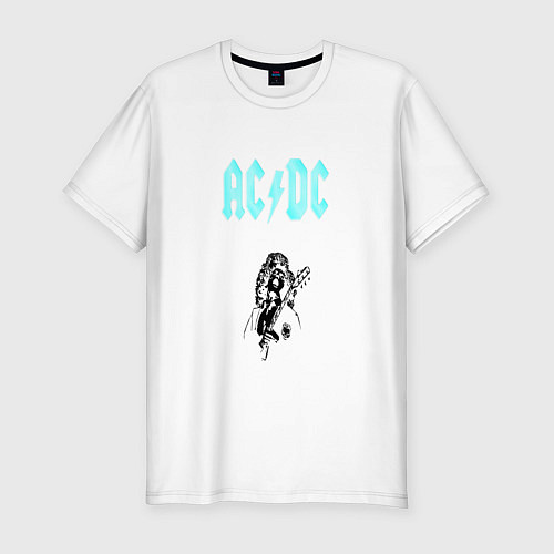 Мужская slim-футболка AcDc Angus Young / Белый – фото 1