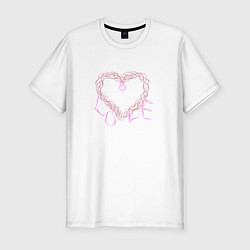 Футболка slim-fit Сердце из веток с надписью любовь, цвет: белый