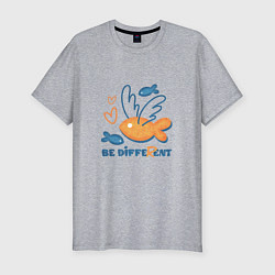 Мужская slim-футболка Летающая рыба, Be different