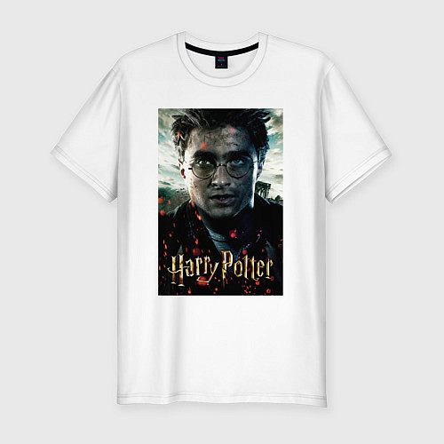 Мужская slim-футболка Harry Potter - Daniel Radcliffe / Белый – фото 1