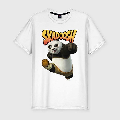 Мужская slim-футболка Кунг фу Панда - скыдыщ / Белый – фото 1