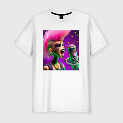 Футболка slim-fit Barbie and punks not dead motto, цвет: белый