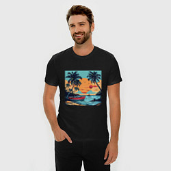 Футболка slim-fit Корабль море, цвет: черный — фото 2