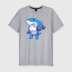 Футболка slim-fit Акула бодибилдер, цвет: меланж