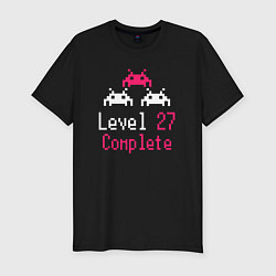 Футболка slim-fit Уровень 27 пройден, цвет: черный