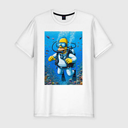 Футболка slim-fit Homer diving - ai art fantasy, цвет: белый