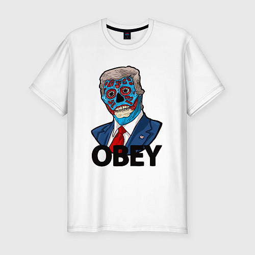 Мужская slim-футболка Trump obey / Белый – фото 1