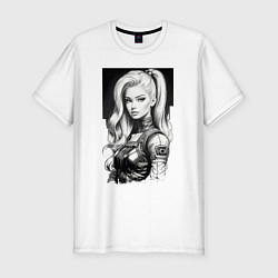 Футболка slim-fit Barbie - sketch ai art cyberpunk, цвет: белый