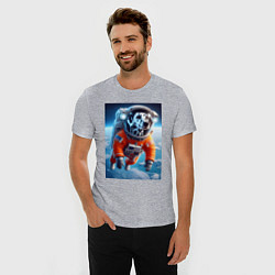 Футболка slim-fit Далматинец бравый космонавт - нейроарт фантазия, цвет: меланж — фото 2