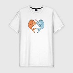 Мужская slim-футболка Влюбленные рыбки с сердечками