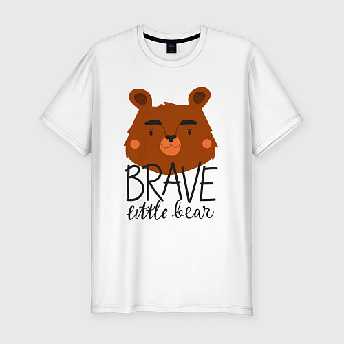 Мужская slim-футболка Храбрый маленький мишка / Белый – фото 1