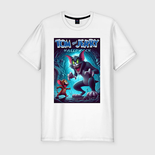 Мужская slim-футболка Tom and Jerry - Halloween fantasy / Белый – фото 1