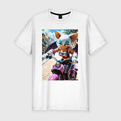 Футболка slim-fit Руж из Somic едет на мотоцикле, цвет: белый