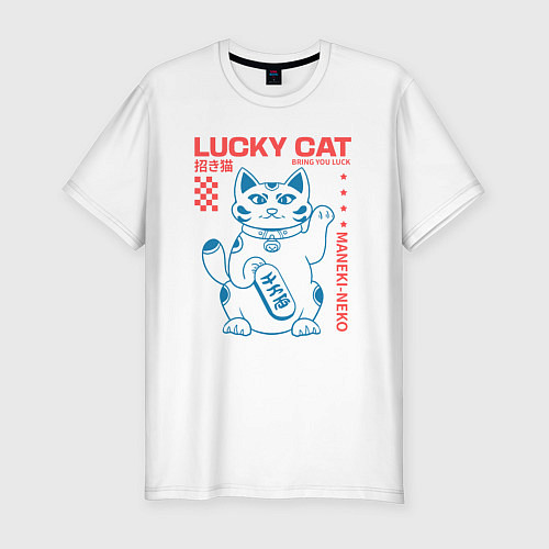 Мужская slim-футболка Maneki neko / Белый – фото 1