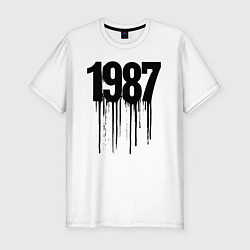 Футболка slim-fit Капающий 1987 год черной краской, цвет: белый