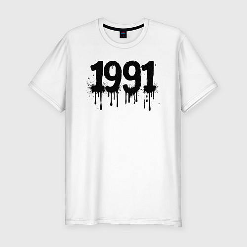 Мужская slim-футболка Черной краской 1991 / Белый – фото 1