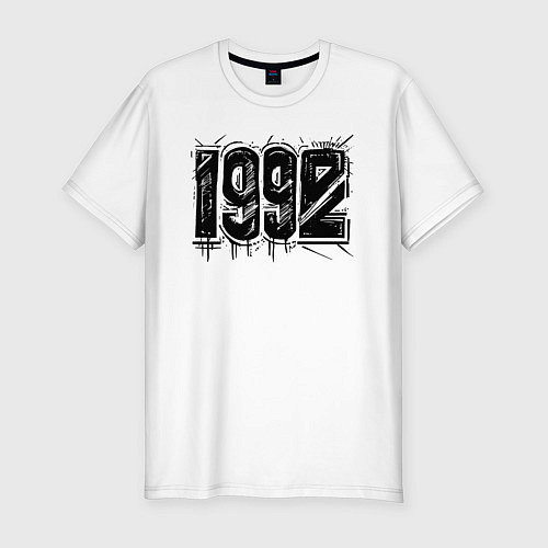 Мужская slim-футболка 1992 год в стиле граффити / Белый – фото 1