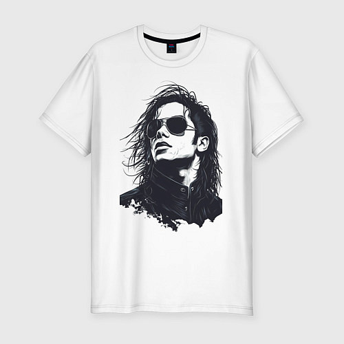 Мужская slim-футболка Силуэт Майкла Джексона / Белый – фото 1