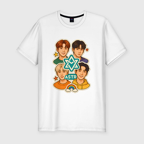Мужская slim-футболка Astro в виде стикеров / Белый – фото 1