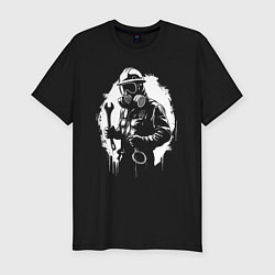 Футболка slim-fit Нефтяник в противогазе, цвет: черный