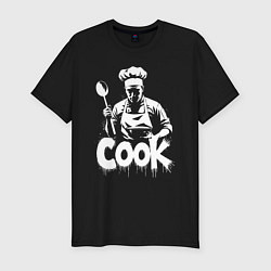Футболка slim-fit Повар с большой ложкой, цвет: черный