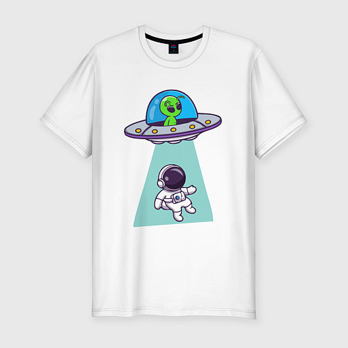 Мужская slim-футболка Похищение космонавта / Белый – фото 1