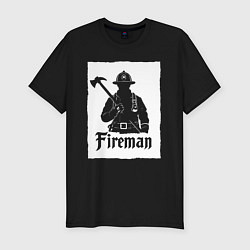 Футболка slim-fit Пожарный с топором, цвет: черный