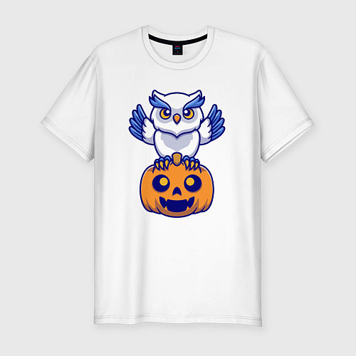Мужская slim-футболка Halloween owl / Белый – фото 1