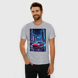 Футболка slim-fit Вишневый спорткар по мокрой дороге, цвет: меланж — фото 2