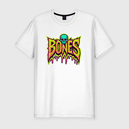 Мужская slim-футболка Bones стекающая краска / Белый – фото 1