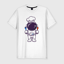 Футболка slim-fit Космонавт поварёнок, цвет: белый