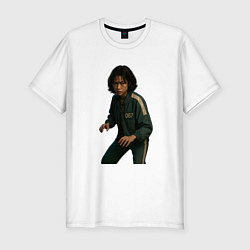 Футболка slim-fit Игрок 067 в стойке, цвет: белый