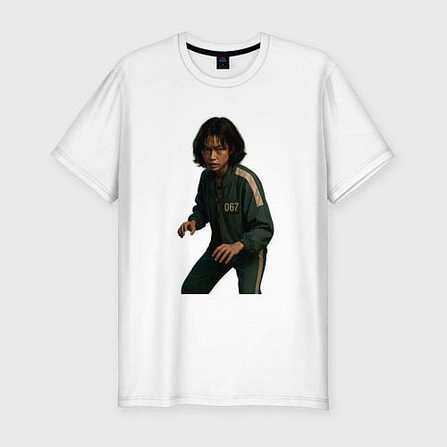 Мужская slim-футболка Игрок 067 в стойке / Белый – фото 1