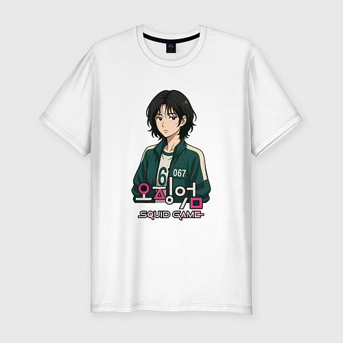 Мужская slim-футболка Игрок 067 в аниме стиле / Белый – фото 1