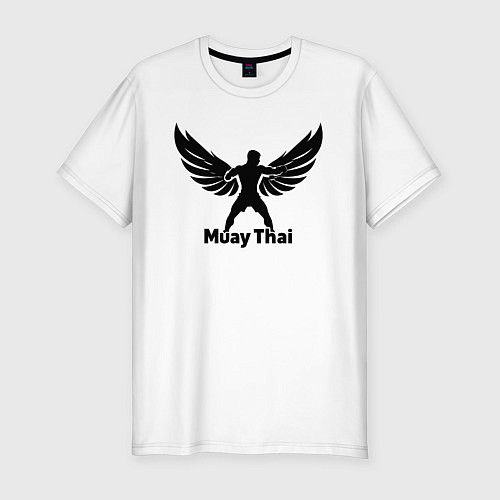 Мужская slim-футболка Муай Тай: Крылья Победы / Белый – фото 1