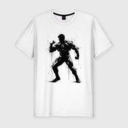 Футболка slim-fit Рестлер черной краской, цвет: белый