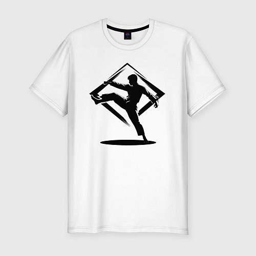 Мужская slim-футболка Удар тхэквондо / Белый – фото 1