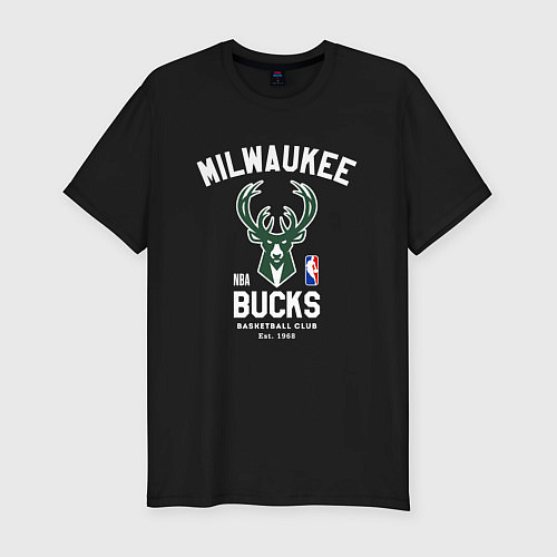 Мужская slim-футболка Милуоки Бакс - НБА / Черный – фото 1