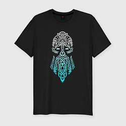 Футболка slim-fit Древний бог воинов в виде узора, цвет: черный