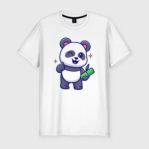 Мужская slim-футболка Добрая панда / Белый – фото 1