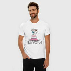 Футболка slim-fit Just Married - Свадебный торт, цвет: белый — фото 2