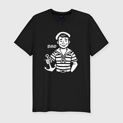 Футболка slim-fit Моряк с якорем, цвет: черный
