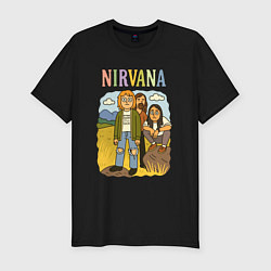 Мужская slim-футболка Nirvana мультяшный стиль
