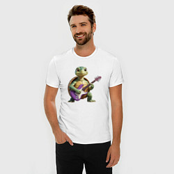 Футболка slim-fit Милая черепаха играющая на гитаре, цвет: белый — фото 2