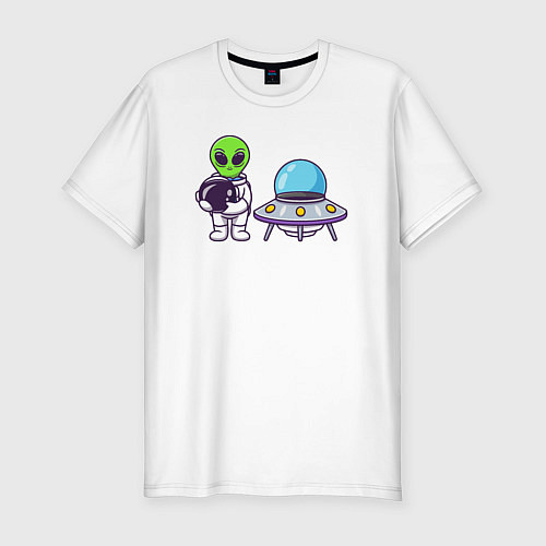 Мужская slim-футболка Инопланетянин космонавт / Белый – фото 1