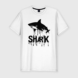 Футболка slim-fit Черная акула с каплями, цвет: белый