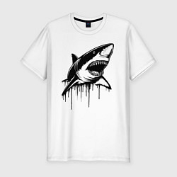 Футболка slim-fit Акула с капающим стилем, цвет: белый