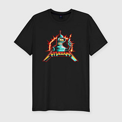 Мужская slim-футболка Bender with pistol - Futurama