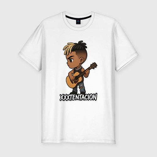 Мужская slim-футболка XXXTentacion мультяшный / Белый – фото 1